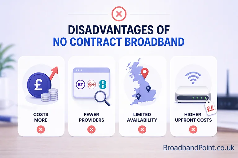 Disadvantages of No contract broadband